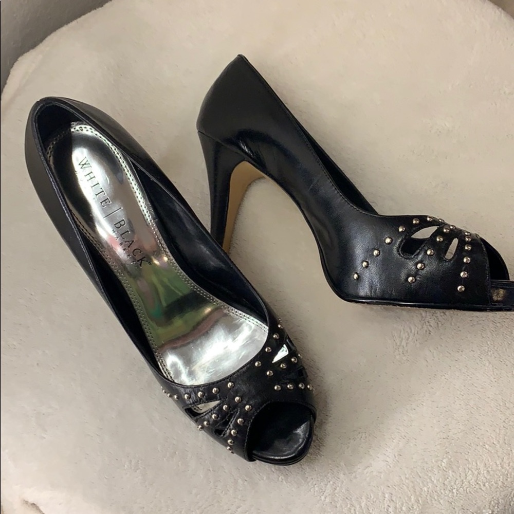 WHBM Black Open Toe Pump
